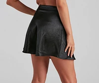 After Hours Satin Flare Mini Skirt