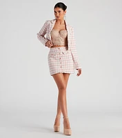 Social Scene Plaid Tweed Skirt