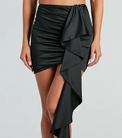 Beauty A Bottle Satin Ruffle Mini Skirt