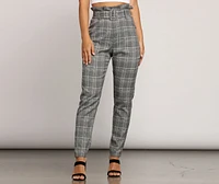 Paper Bag Plaid Tapered Pants