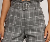 Paper Bag Plaid Tapered Pants