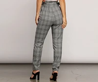 Paper Bag Plaid Tapered Pants