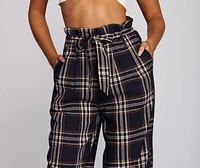 Perfectly Poised Plaid Paper Bag Pants