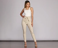 Preppy And Poised Paper Bag Pants