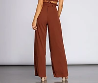 Ruffle Trim High-Waist Pants