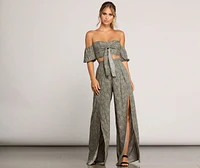 Leafy Greens Printed Slit Pants