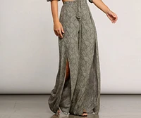 Leafy Greens Printed Slit Pants