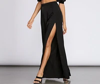 Flirty Front Slit Wide Leg Pants