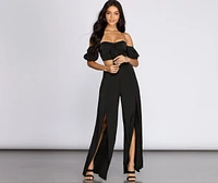 Flirty Front Slit Wide Leg Pants