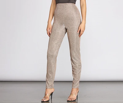 High Waist Glitter Skinny Pants
