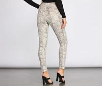 Faux Suede Snake Print Pants