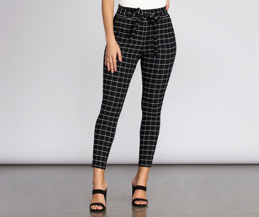 Plaid Print Paperbag Waist Pants  SHEIN IN