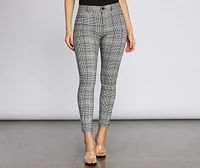 High Rise Plaid Skinny Pants