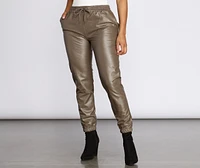 Sleek And Sporty Faux Leather Joggers