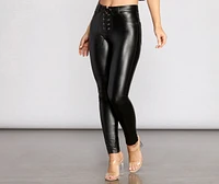 Faux Leather Lace Up Pants