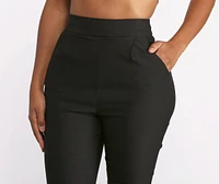High Waist Tapered Skinny Leg Dress Pants