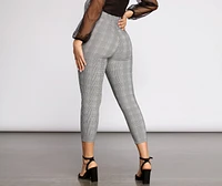 Plaid About It Mid Rise Tapered Pants
