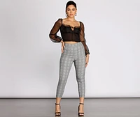 Plaid About It Mid Rise Tapered Pants