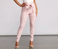 High Waist Double Striped Skinny Dress Pants