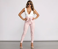 High Waist Double Striped Skinny Dress Pants