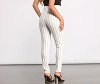 High Waist Double Striped Skinny Dress Pants