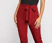 High Rise Tie Waist Tapered Pants