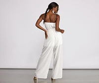 Sleeveless Dotted Wide Leg Jumpsuit