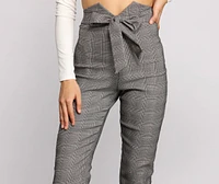 Tied To Style Plaid Skinny Pants