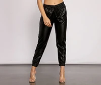 Casually Chic Faux Leather Joggers