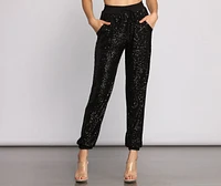 Sequin Stunner High Waist Joggers