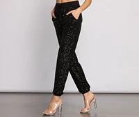 Sequin Stunner High Waist Joggers