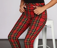 High Rise Zippered Plaid Pants