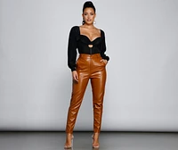 Classic Chic High Waist Faux Leather Pants