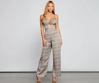 Plaid Perfection Twist Front Jumpsuit