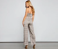 Plaid Perfection Twist Front Jumpsuit