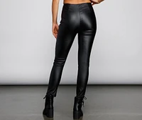Edgy Appeal Faux Leather Coated Skinny Pants