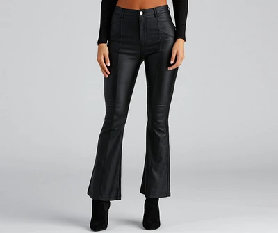 Coated Chic Seam Flare Pants