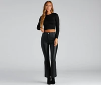 Coated Chic Seam Flare Pants