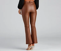Coated Chic Seam Flare Pants