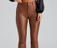 Coated Chic Seam Flare Pants