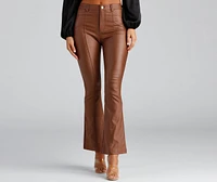 Coated Chic Seam Flare Pants