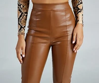 Sleek Split Hem Faux Leather Leggings
