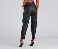 Chic Pleated Faux Leather Trousers