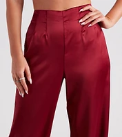 Elevated Details Sleek Satin Trouser Pants