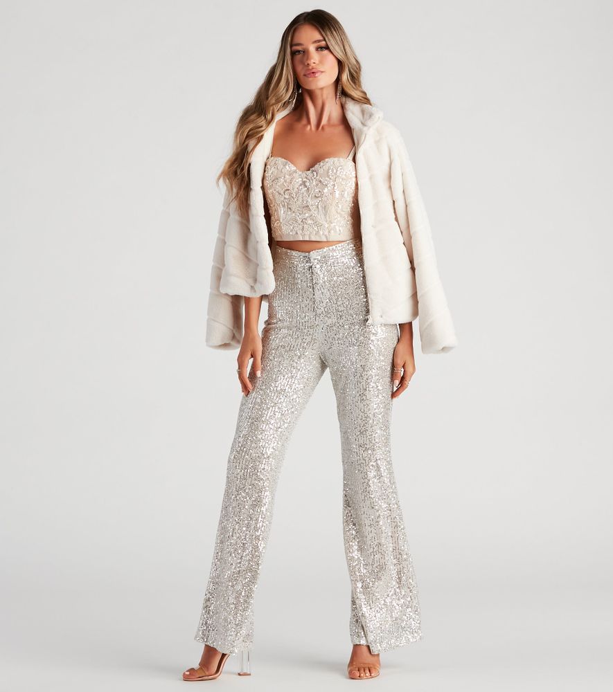 Vince Camuto Women's Pull-On Sequined Flared Pants - Macy's
