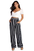 Stylish Stripes High Waist Pants