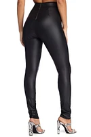 Coated Faux Leather Skinny Pants