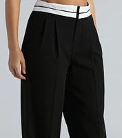 Cool-Girl Confidence Contrast Waist Trouser Pants