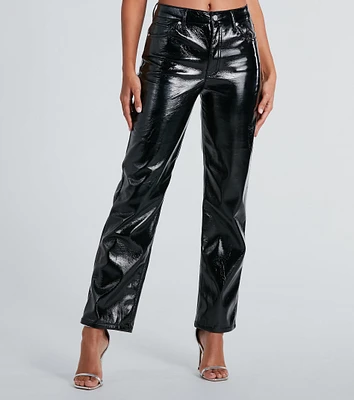 Effortless Edge Faux Leather Straight-Leg Pants