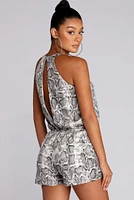 Sassy Satin Snake Print Romper
